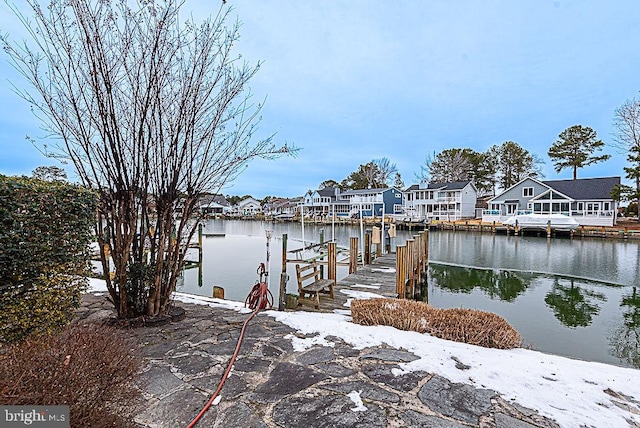 view of dock featuring a water view