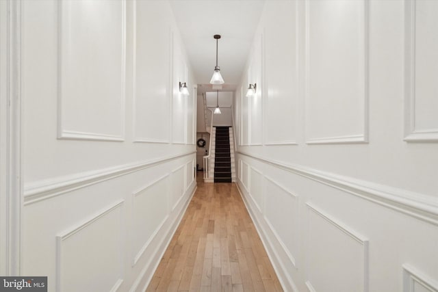 corridor featuring light wood-type flooring