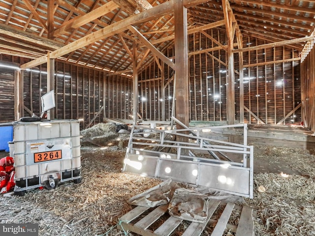 miscellaneous room with lofted ceiling