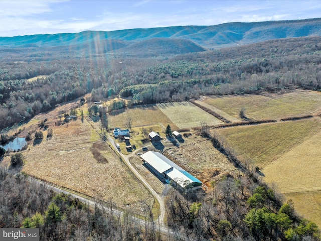 aerial view with a rural view and a mountain view