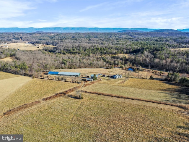 birds eye view of property with a rural view and a mountain view