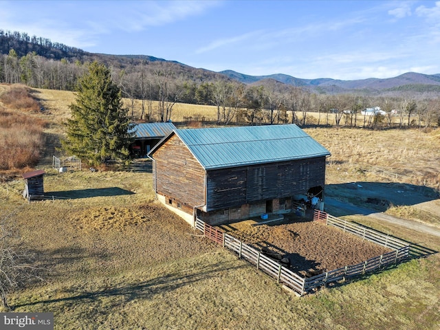 bird's eye view with a rural view and a mountain view