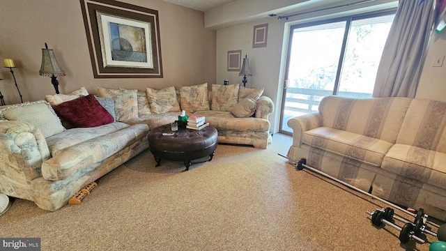 living room featuring carpet floors