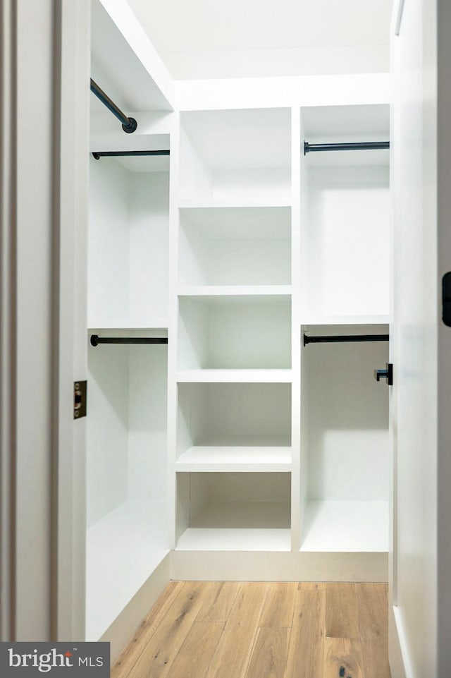 walk in closet featuring hardwood / wood-style flooring