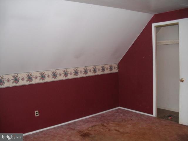 bonus room with lofted ceiling