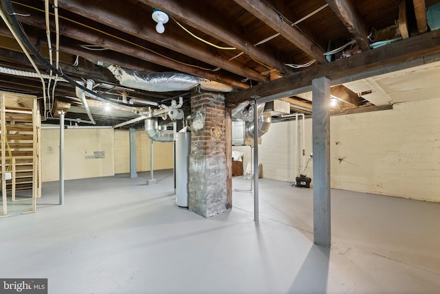 basement with gas water heater