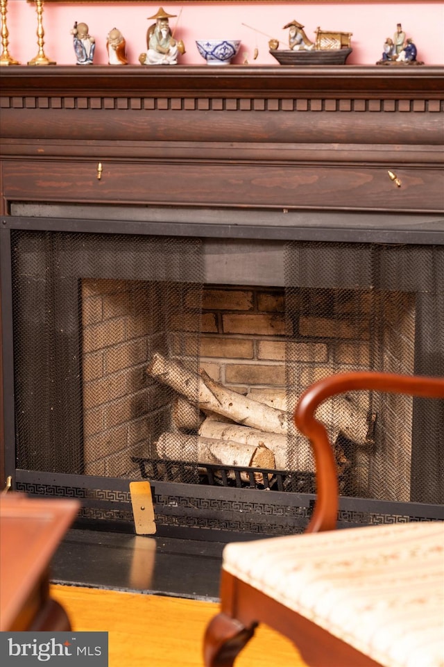 details featuring a fireplace