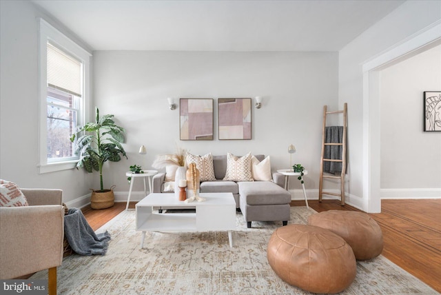 living room featuring light hardwood / wood-style floors