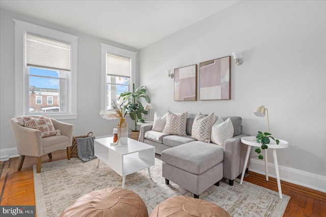 living room with light hardwood / wood-style floors