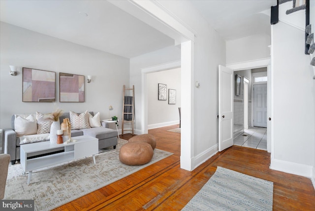 living room featuring wood-type flooring