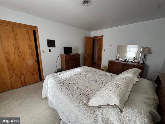 carpeted bedroom featuring a closet