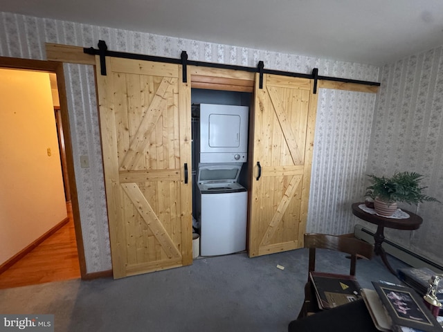 interior space with stacked washer / drying machine