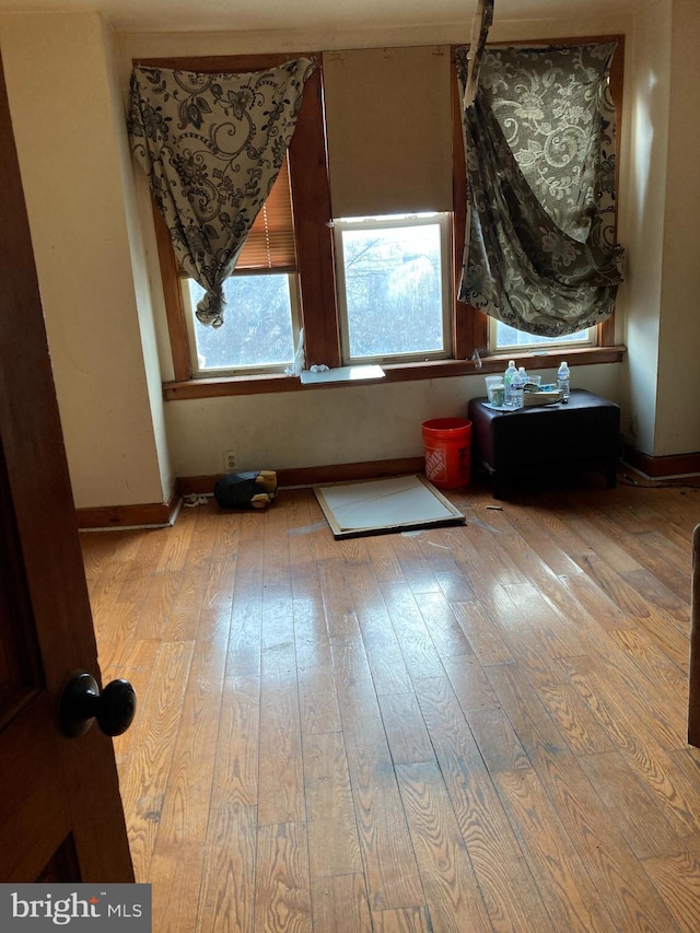 unfurnished room featuring light hardwood / wood-style flooring