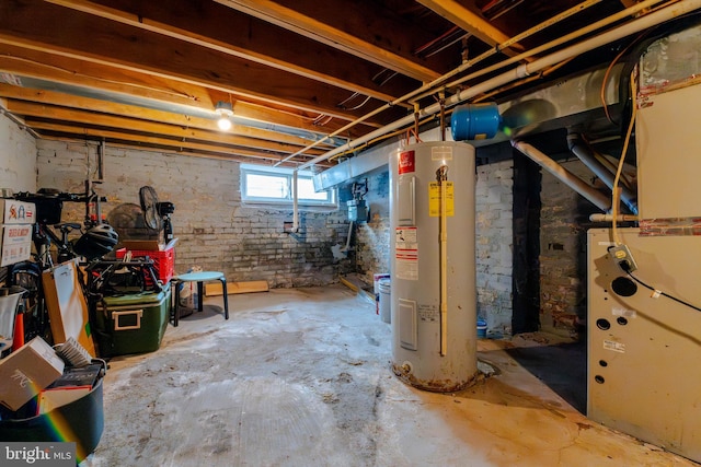 basement featuring water heater