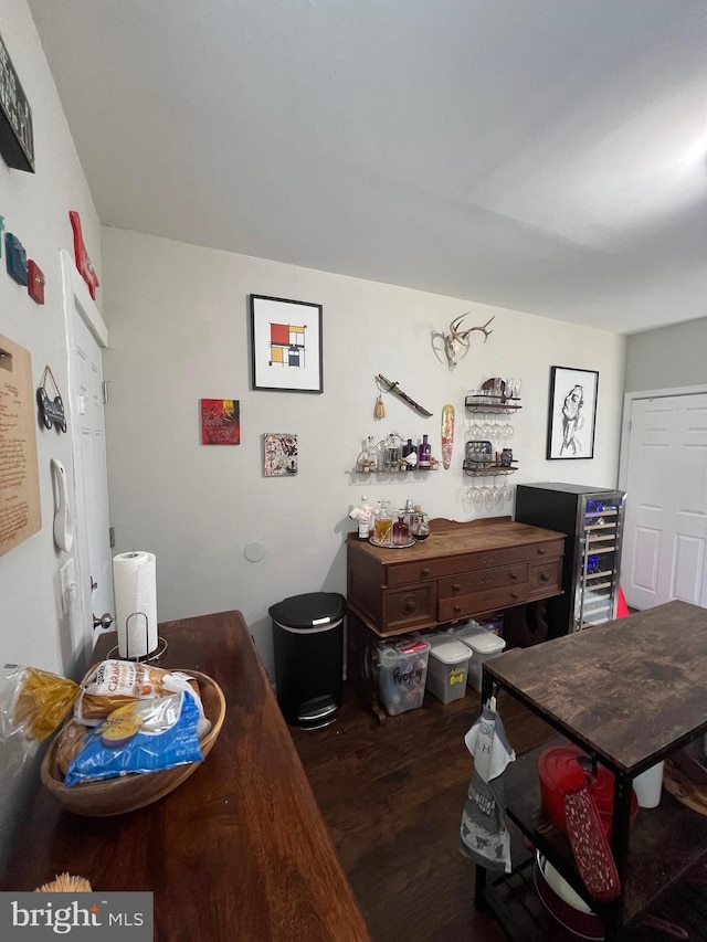 dining area featuring dark hardwood / wood-style flooring