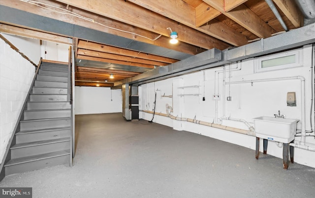 basement featuring sink