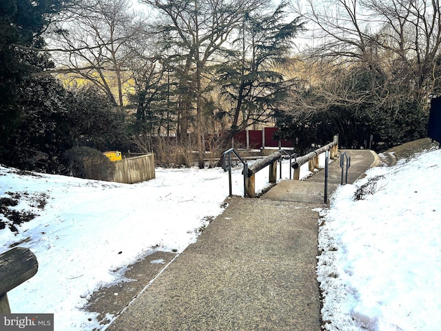 view of yard covered in snow