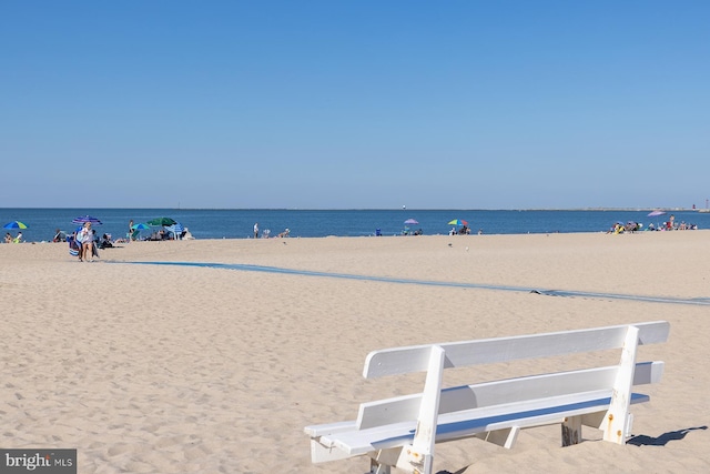 view of water feature featuring a beach view