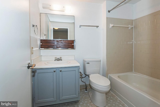 full bathroom featuring toilet, shower / bath combination, and vanity