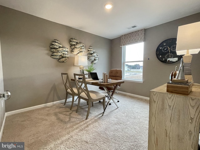 view of carpeted office space