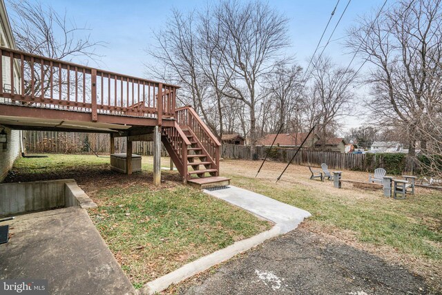 view of yard with a deck