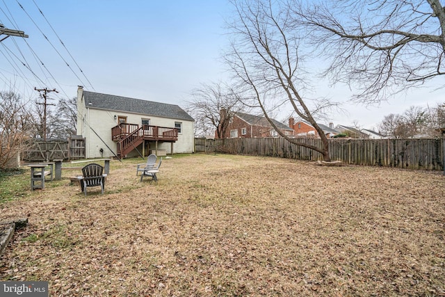 view of yard with a deck