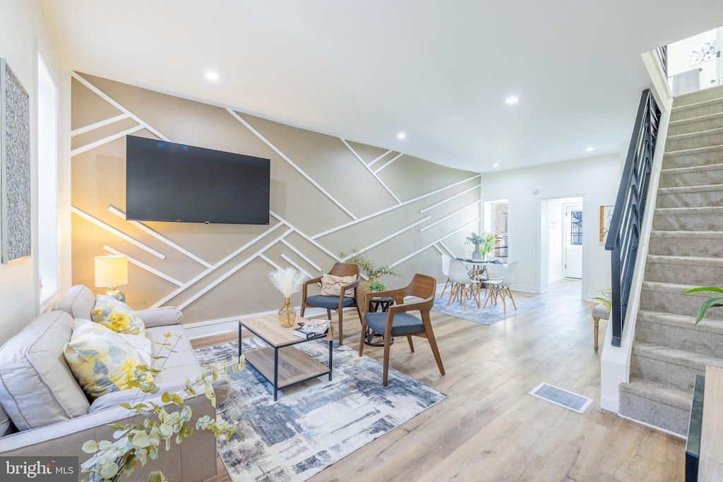 living room featuring hardwood / wood-style flooring