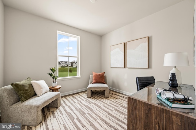 office space featuring light hardwood / wood-style floors