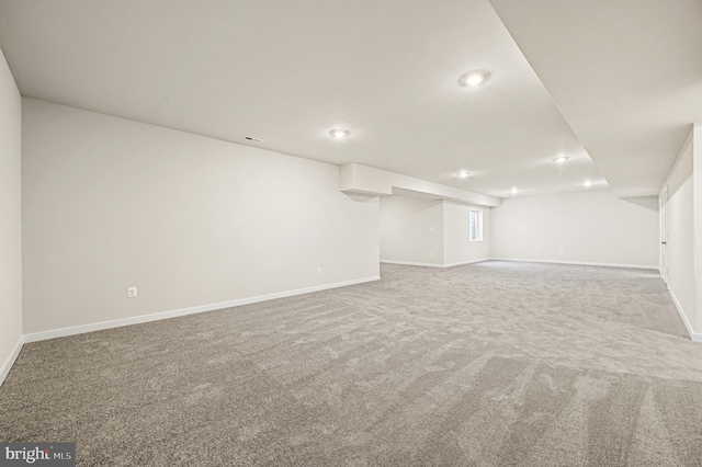 basement featuring carpet floors