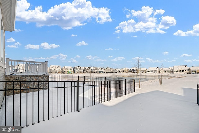 view of yard with fence and a residential view