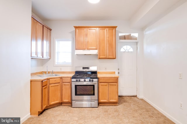 kitchen featuring sink and stainless steel gas stove