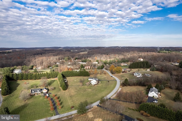 aerial view featuring a rural view