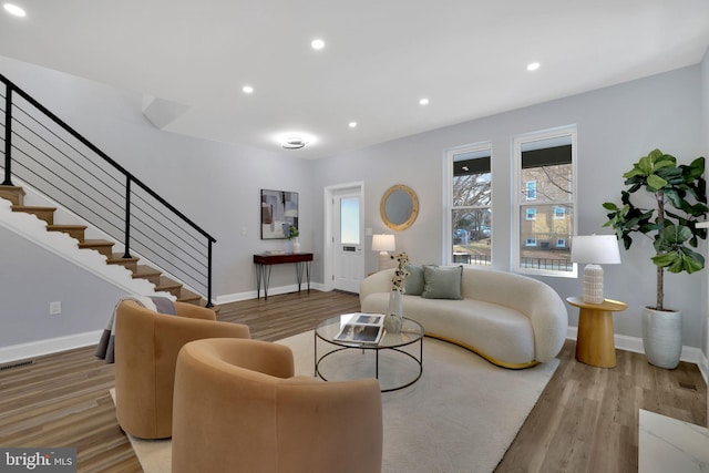 living room featuring light hardwood / wood-style flooring