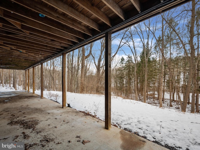 view of snow covered patio