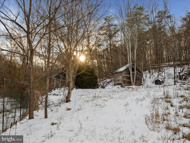 view of snow covered land