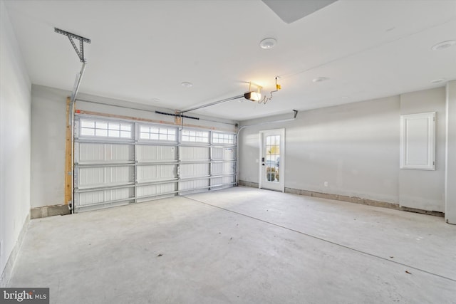 garage with a garage door opener