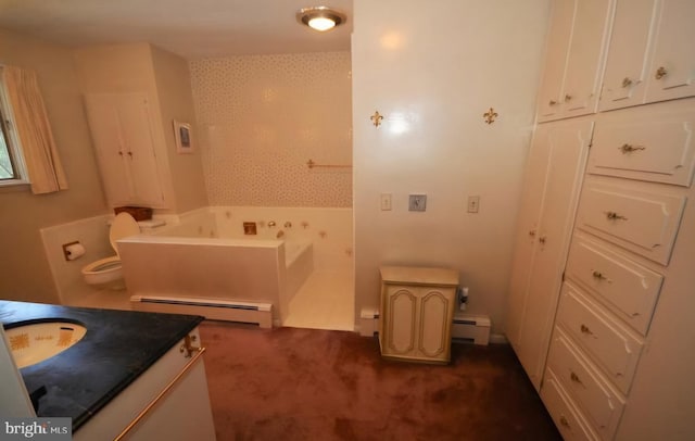 bathroom featuring vanity and a baseboard heating unit