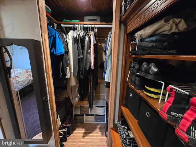 walk in closet featuring wood-type flooring