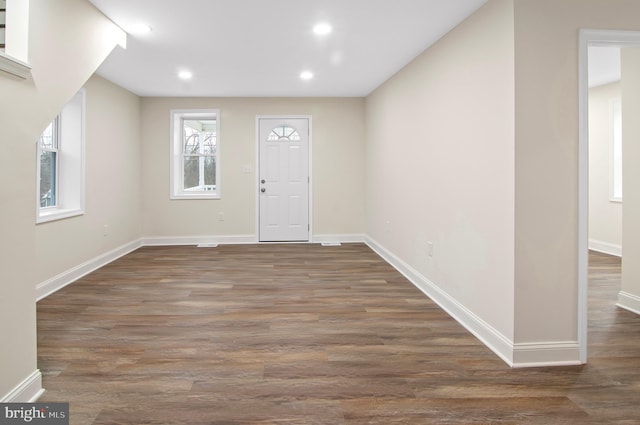 foyer with dark wood-type flooring