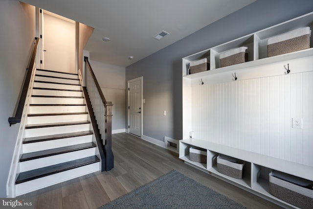 mudroom featuring dark hardwood / wood-style flooring