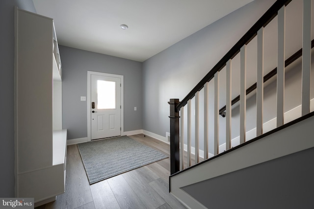 entrance foyer with light hardwood / wood-style flooring