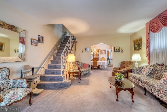 living room with carpet flooring