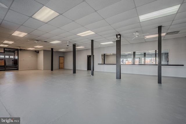 garage featuring ceiling fan