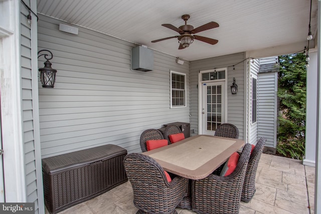 view of patio with ceiling fan