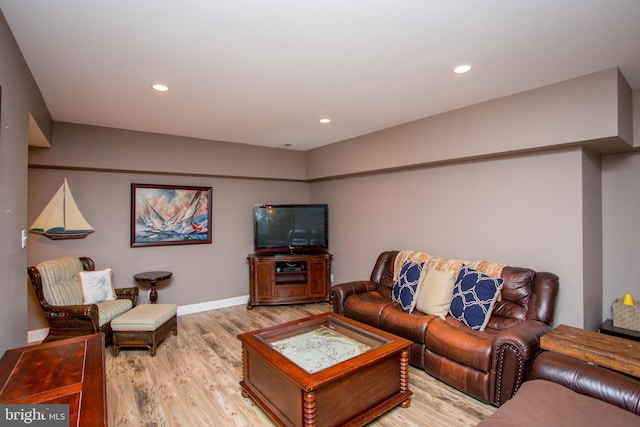 living room featuring light hardwood / wood-style floors