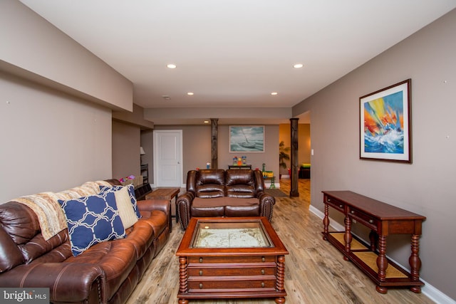 living room featuring light hardwood / wood-style flooring