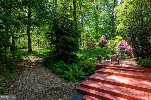 exterior space featuring outdoor dining space and a wooden deck