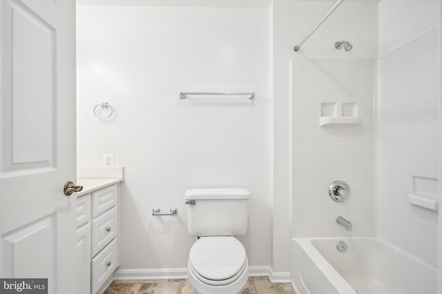 full bathroom with vanity, toilet, and tiled shower / bath combo