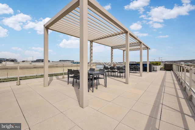 view of patio featuring a pergola