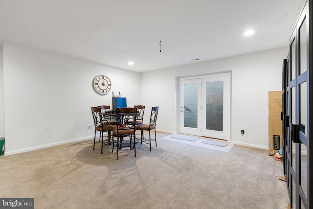 view of carpeted dining room